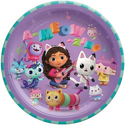 Amscan Gabbys Dollhouse Round Paper Party Plates - 9 Pack of 8