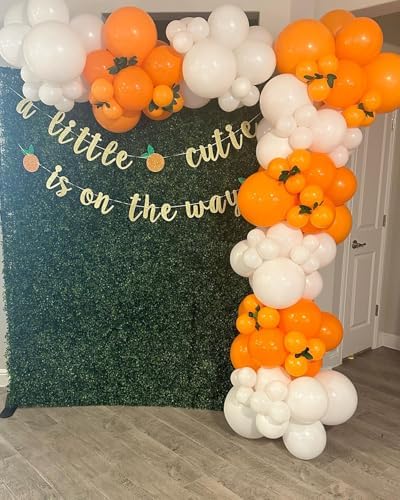 Orange and White Balloon Arch Kit 140Pcs with Garland Strip and Glue Dots