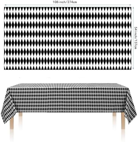 3pcs Black White Checkered Tablecloths for Halloween Parties