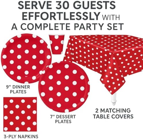 Oojami 30 Person Party Pack Red Polka Dots