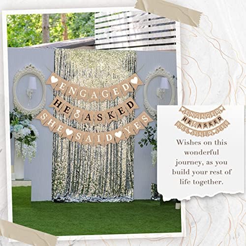 Breling 6 Pcs Engagement Banner and LED String Light Set