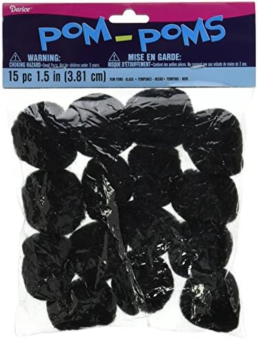 Darice Black Pom Poms 15 Inch 15 Pkg