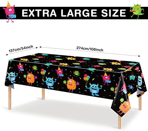 Buryeah 3 Piece Monster Table Cover for Kids Birthday Party