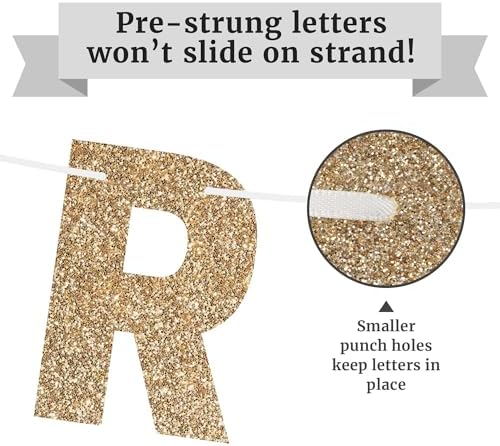 Pre-Strung Happy Retirement Banner with Gold Glitter