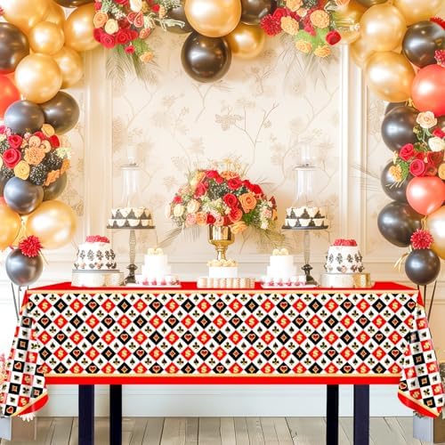 Avezano 3 Pc Casino Poker Tablecloth 54x108 Inch Party Decorations