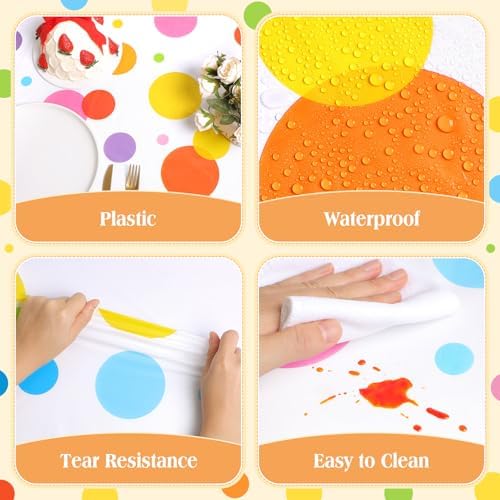 Oudain 3 Pcs Polka Dot Tablecloth Birthday Party Decor