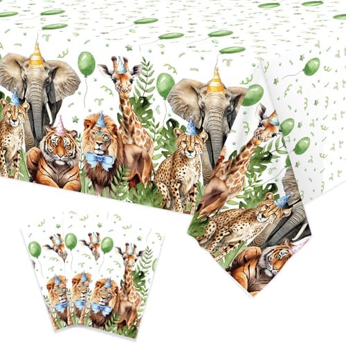 Mpanwen Safari Animal Tablecloth - 3 Pack 54 x 108 Inches