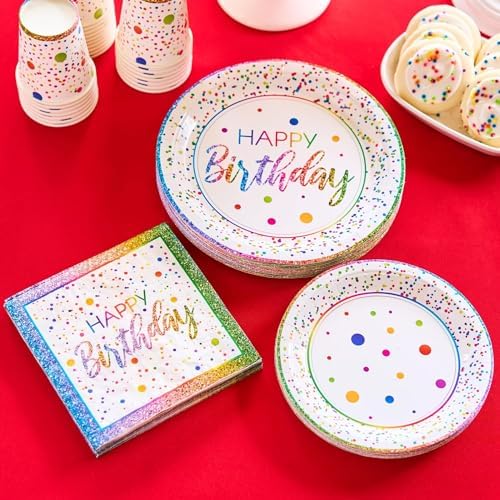 Royal Bluebonnet Rainbow Birthday Plates Set of 24