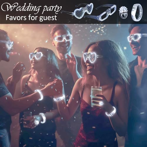 50Pcs White Wedding Party Supplies Set with LED Decorations