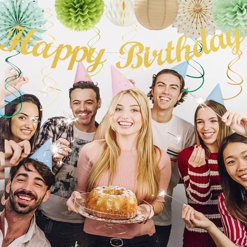Sage Green Champagne Gold Birthday Decor 21pc Set