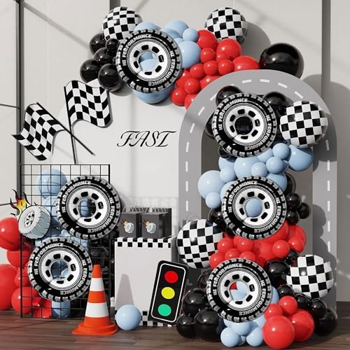 30 Inch Race Car Wheel Balloons 6Pcs Party Decor