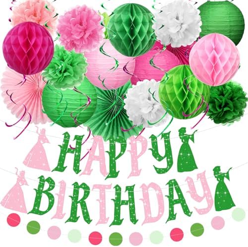 Pink and Green Witch Birthday Decorations Set of 28