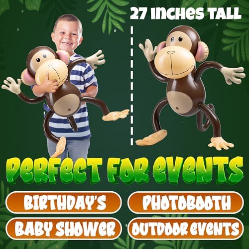Large Inflatable Monkey Pack of 3 27 Inch Party Decor
