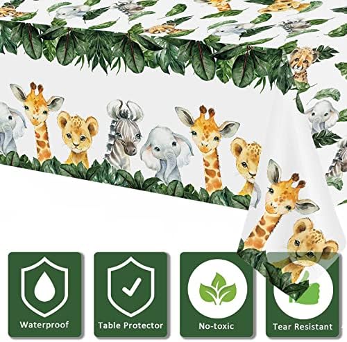 Yuzioey 3 Pack Safari Tablecloths Wild Animals Party Decor