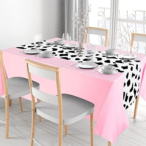 Oudain 4 Pcs Pink Cow Tablecloth for Parties