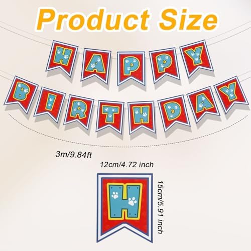 Dog Paw Happy Birthday Banner for Kids