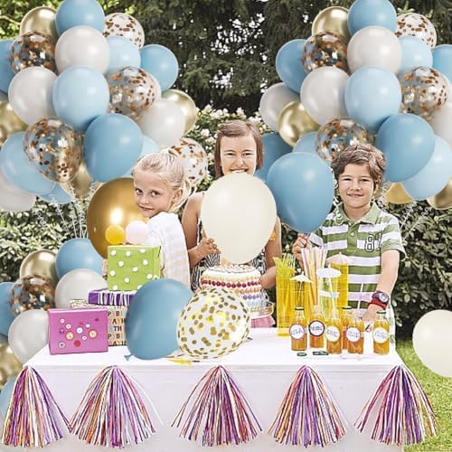 12 Inch Dusty Blue Gold Balloons Party Decor Set