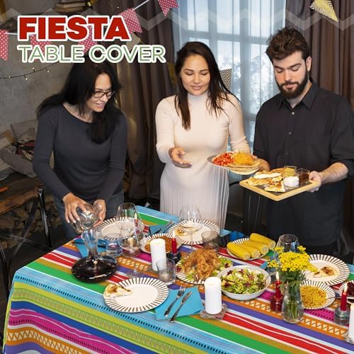 Fiesta Plastic Tablecloth 4 Pack 54x108 for Cinco De Mayo Parties