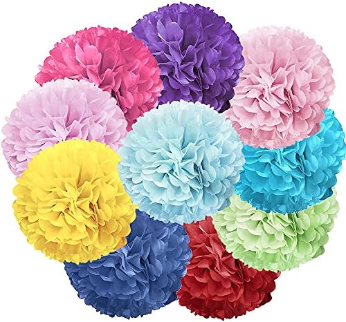 WIRESTER 5 Pcs 6 Inch Light Green Tissue Paper Flower Pom Poms