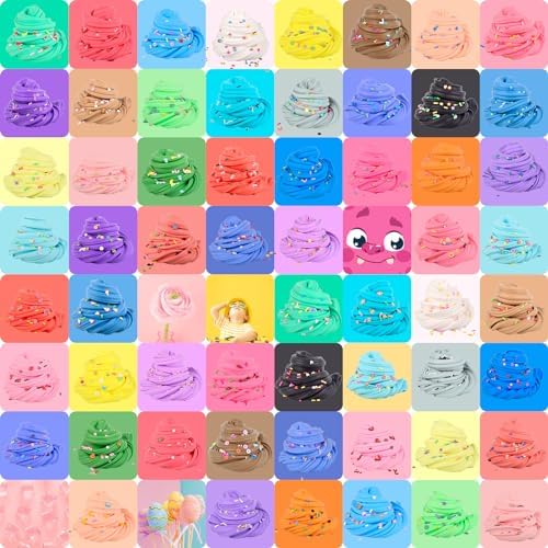 58 Pack Mini Slime Kit with Cute Charms and Stickers