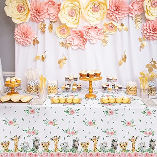 Safari Tablecloth for Girls - 4 Pack Jungle Party Decor