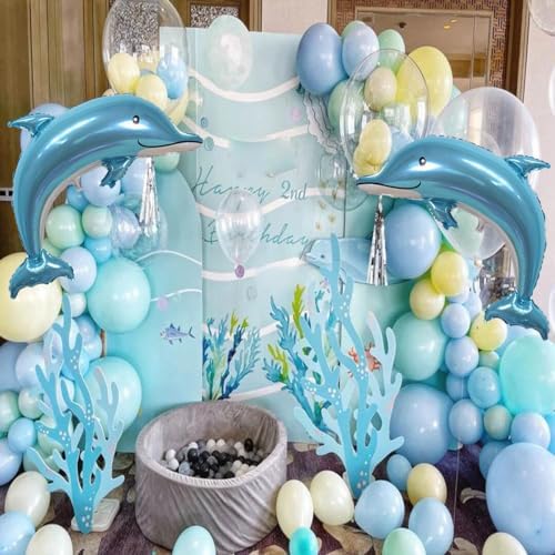 Large Dolphin Balloons 2PCS 46 Inch Ocean Animal Decorations