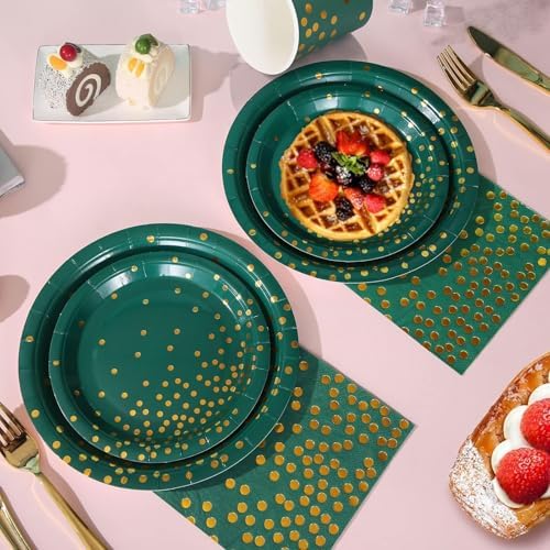 175Pcs Green Plates Napkins Party Supplies Set