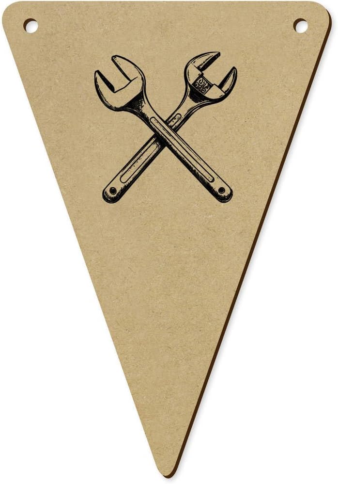 Azeeda 5 Piece Crossed Wrenches Wooden Bunting Flags