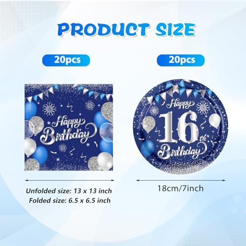 16th Birthday Decorations Plates Set for Boys and Girls