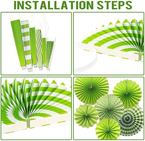 LRCXL 12PCS Party Hanging Paper Fans Set Green
