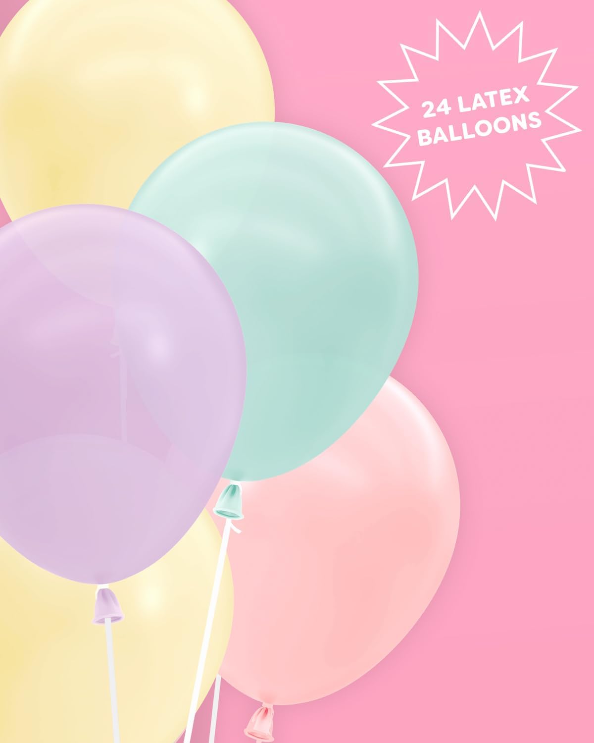 XO Fetti Pastel Birthday Balloon Set 24pk 12 Inch