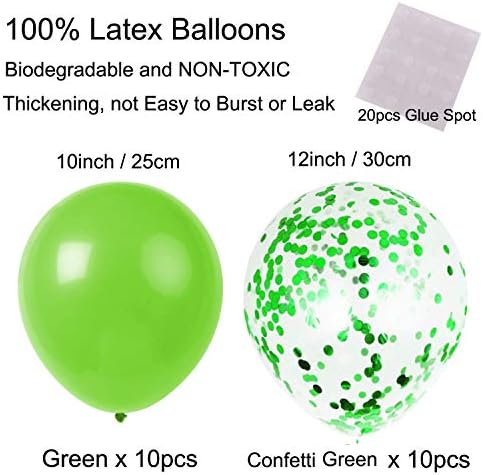 ZERODECO Green Confetti Balloons Fan Decor Set
