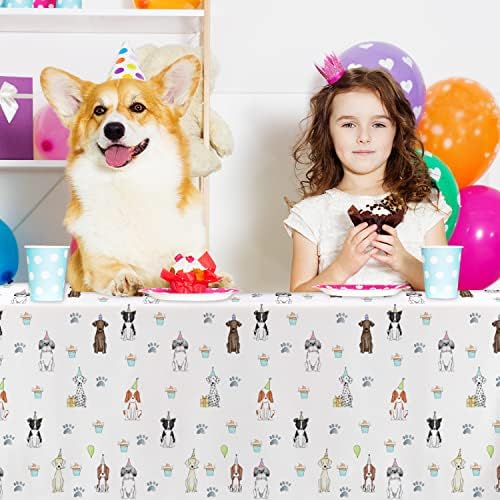 Xigejob Puppy Dog Birthday Tablecloth Set - 4 Pack 54x108 Inches
