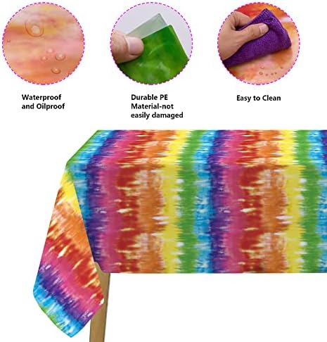 Iceyyyy 6pcs Tie Die Tablecover Rainbow Decor