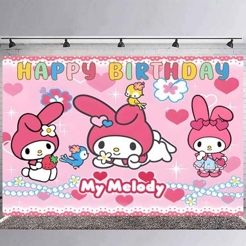Cute Melody Birthday Backdrop Banner 5x3 for Kids
