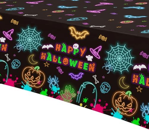 Neon Halloween Party Tablecloths 3 Pack