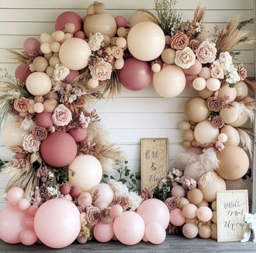 Dusty Pink Balloon Arch Kit 112pcs for Boho Parties