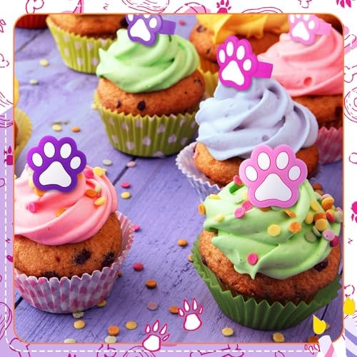 48 Pcs Dog Theme Cupcake Rings Toppers Decorations