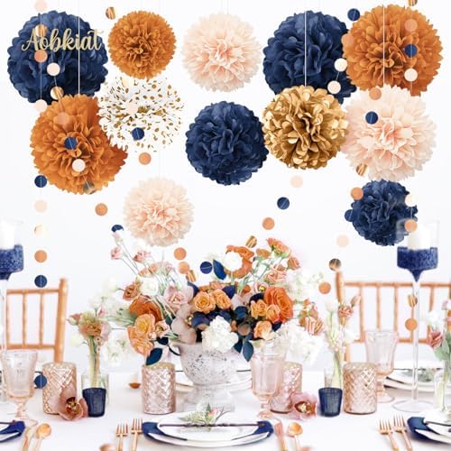 AOBKIAT Boho Wedding Party Decor Tissue Pom Poms Garland