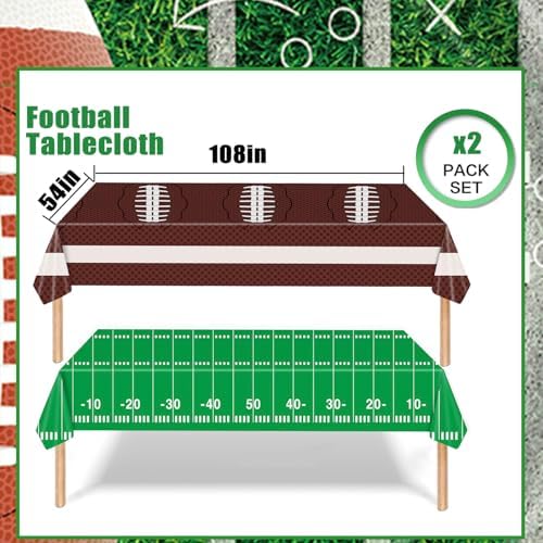 2 PCS Football Tablecloth for Gameday Party Decorations