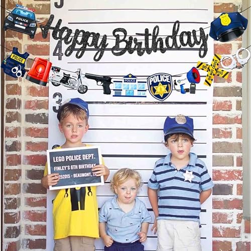 Police Birthday Banners 2Pcs Cops Party Decorations