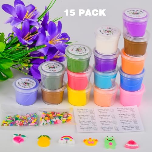 WuHuanNiu 15 Pack Mini Butter Slime Kit