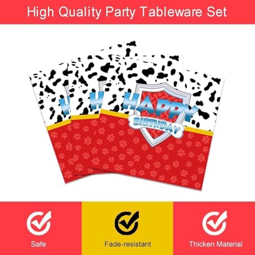 96 Pcs Red Dog Paw Birthday Party Kit for 24 Guests
