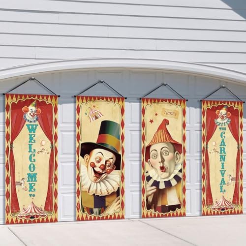 Tiamon 4 Pcs Vintage Halloween Carnival Banners