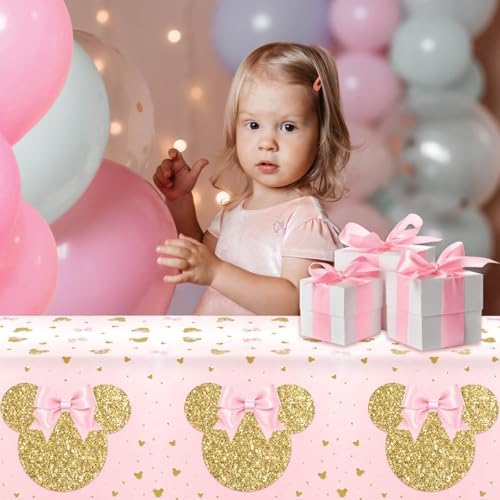 3 Pink Mouse Head Tablecovers for Kids Birthday Party