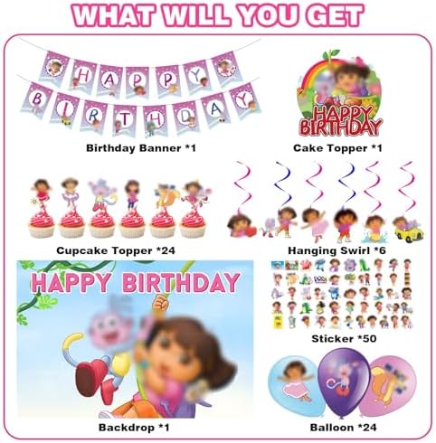 107Pcs Adventurer Theme Birthday Party Decoration Set