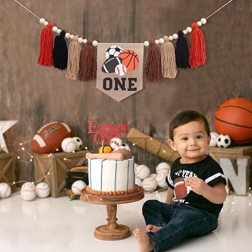 All Star Sport Balls High Chair Tassel Banner For 1st Birthday