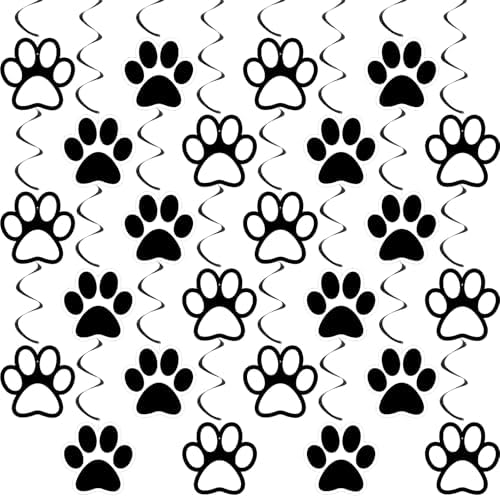 24 Pcs Dog Paw Print Party Hanging Streamers