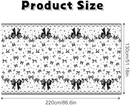 Lide Road 2Pcs Black Bow Tablecloth for Party Decorations