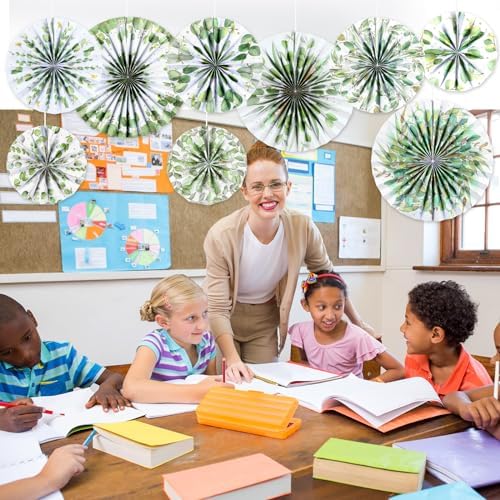 18 Pcs Eucalyptus Paper Fans Classroom Decor Set